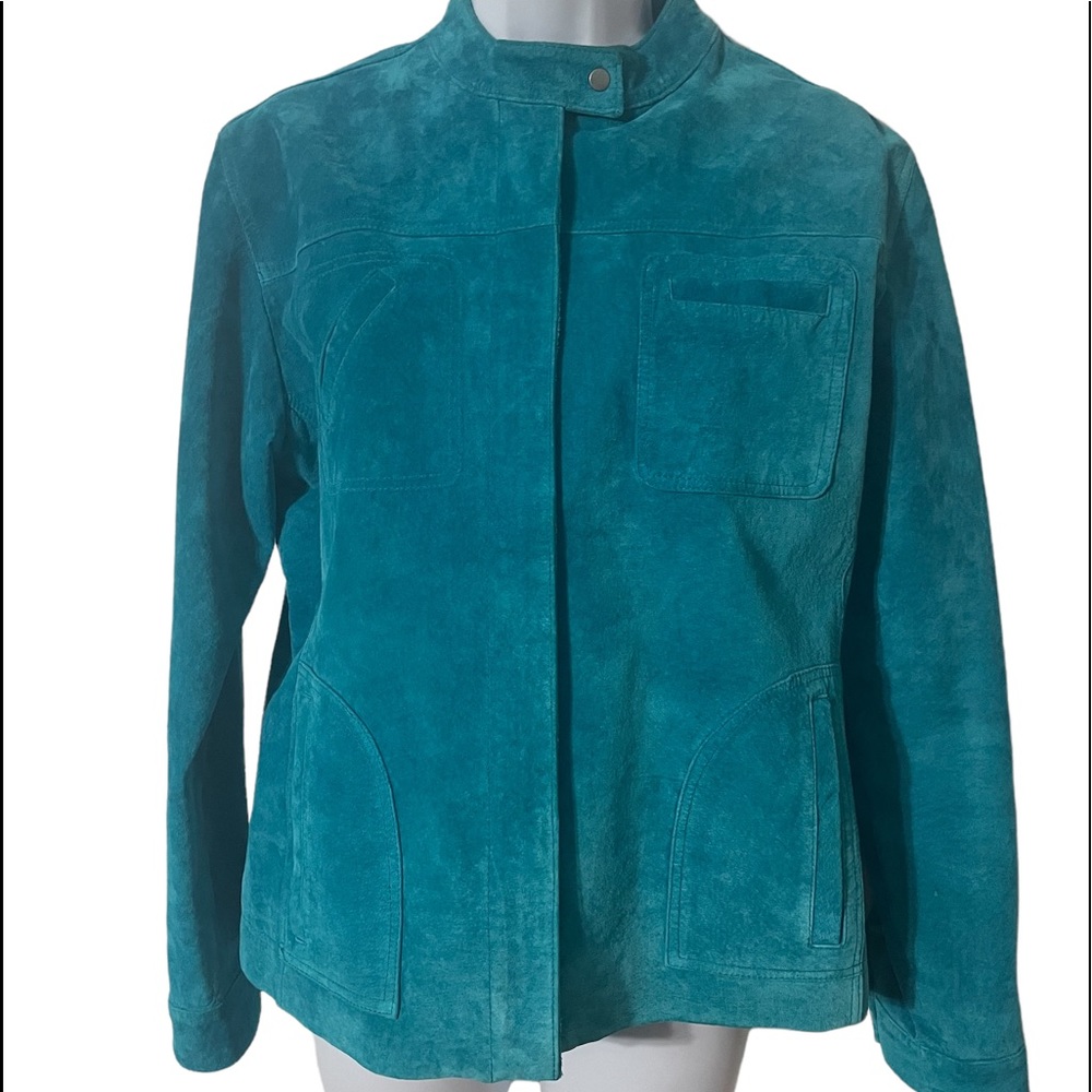 Suede jacket by Chicos turquoise size 1